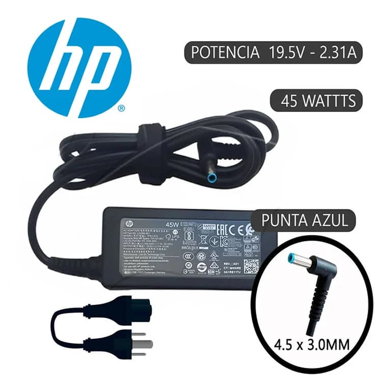 Cargador HP 19.5V 2.31A punta azul