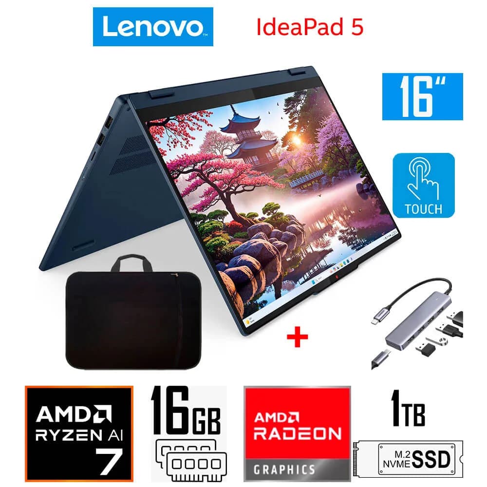 Laptop LENOVO IDEAPAD 5 2-EN-1 16AKP10 RYZEN AI 7 350 16GB RAM 1TB 16" WUXGA -83KU0013US