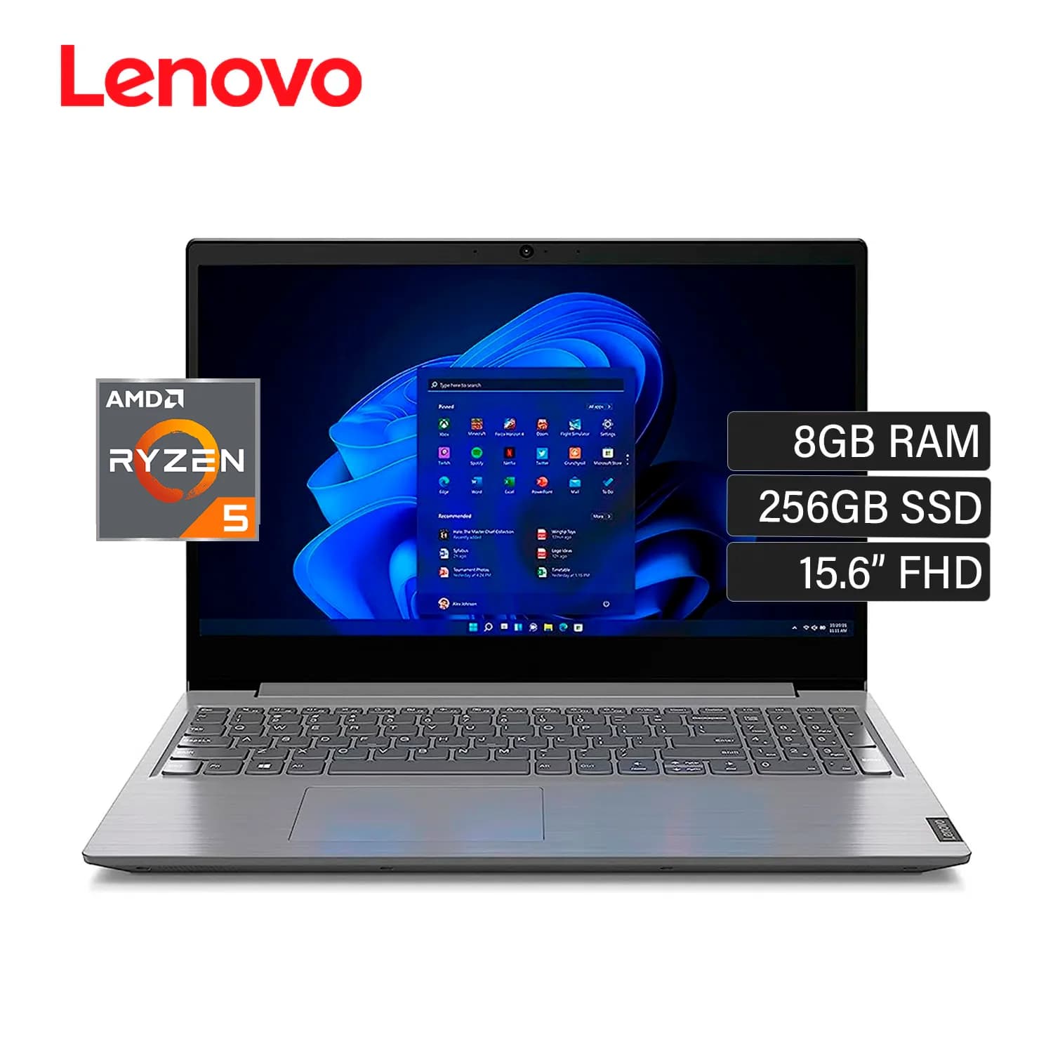 Laptop Lenovo V15 G4 AMN Ryzen 5 7520U RAM 8GB Disco 256GB SSD 15.6" FHD FreeDos (82YU00X6LM)