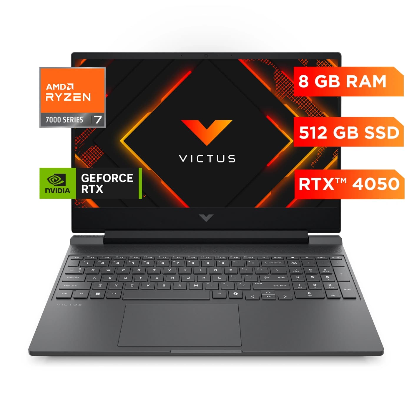 LAPTOP HP GAMER VICTUS 15-FB3049LA AMD RYZEN 7-7445H, 8GB RAM, 512GB SSD 15.6” NVIDIA RTX™ 4050 FHD