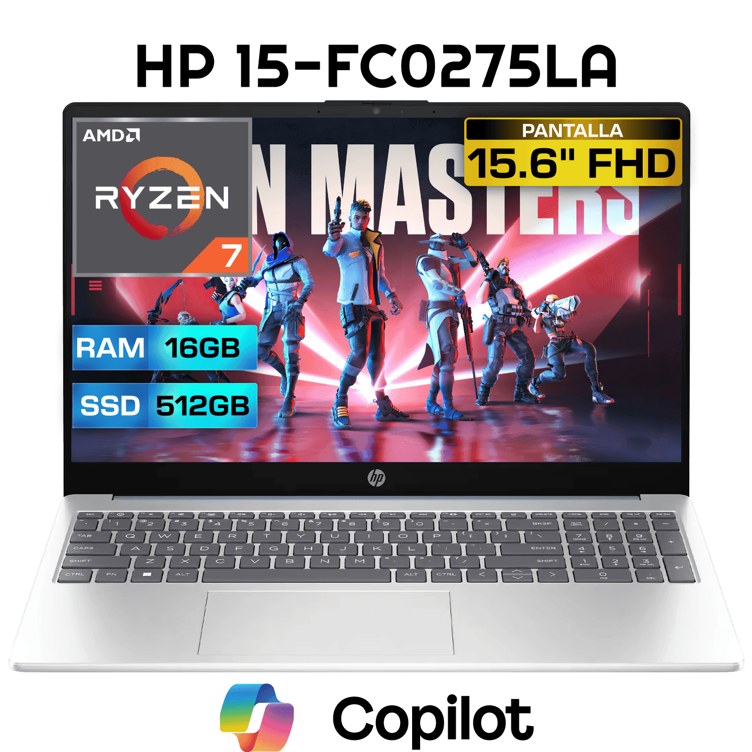 LAPTOP HP 15-FC0275LA AMD RYZEN 7-7730U 16GB 512GB SSD 15.6" FHD